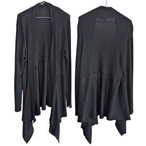 Addition Elle Women's 2x Plus Size Black Metallic Sparkle Open Long Cardigans